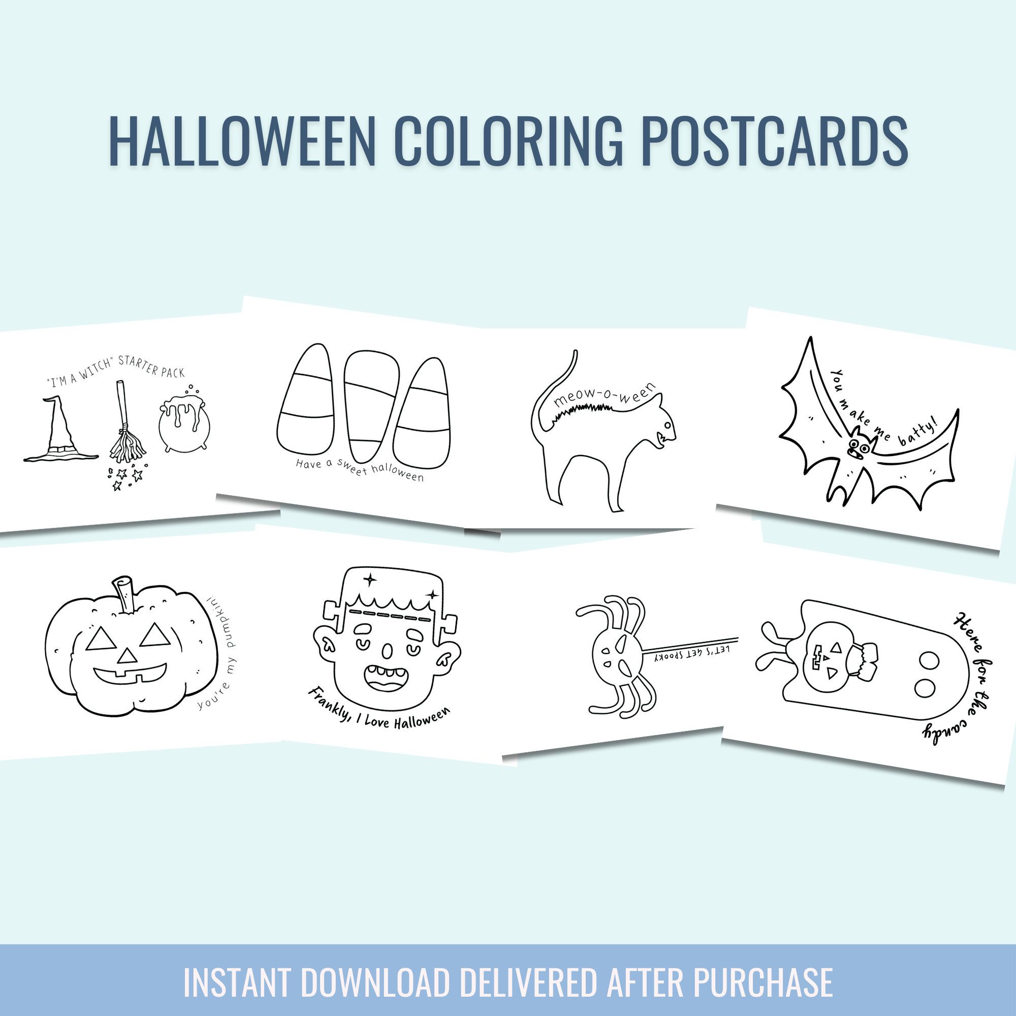 Halloween Printable Post Cards - Curious Baby Cards -