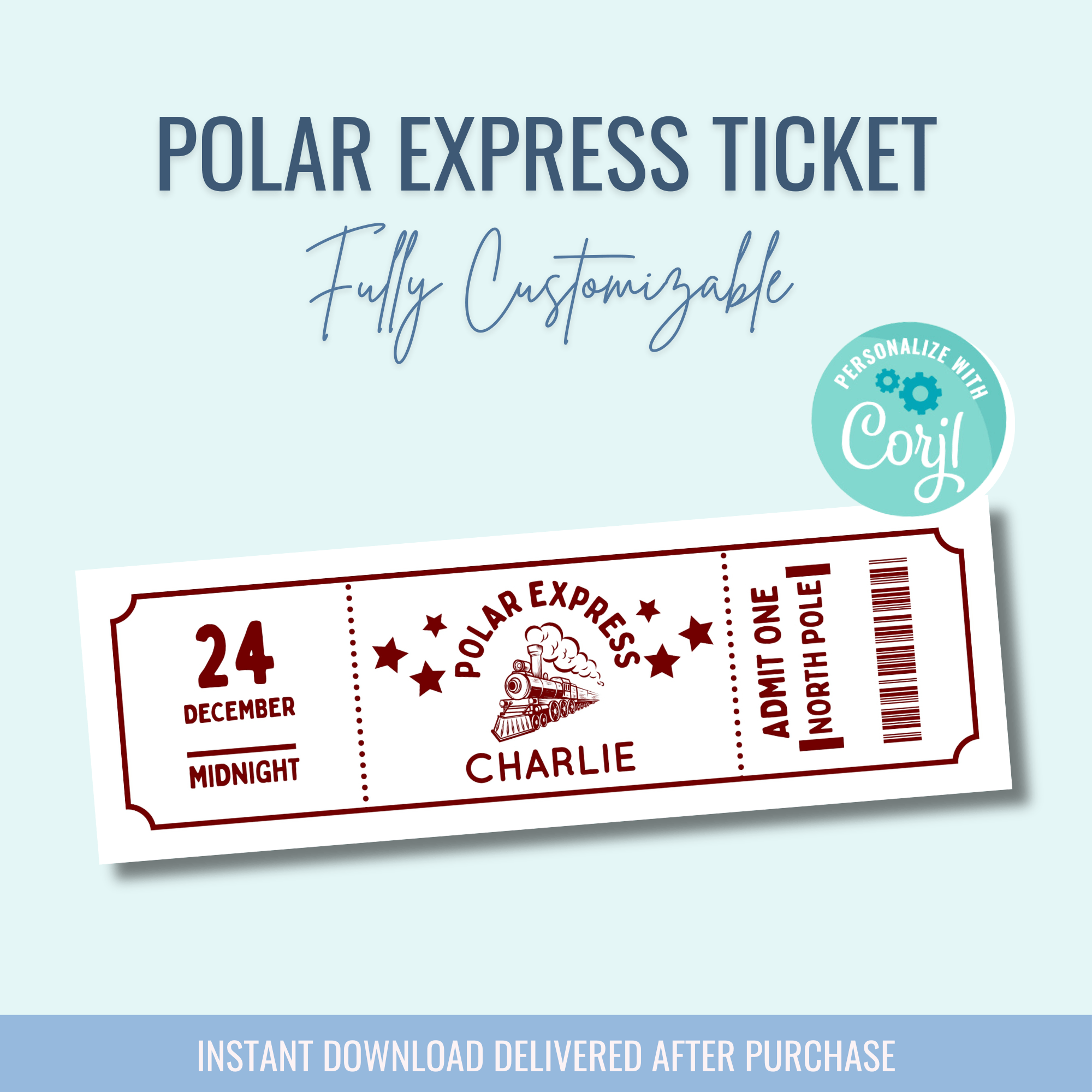 Printable: Polar Express Tickets - Curious Baby Cards - DIGI - POLAR