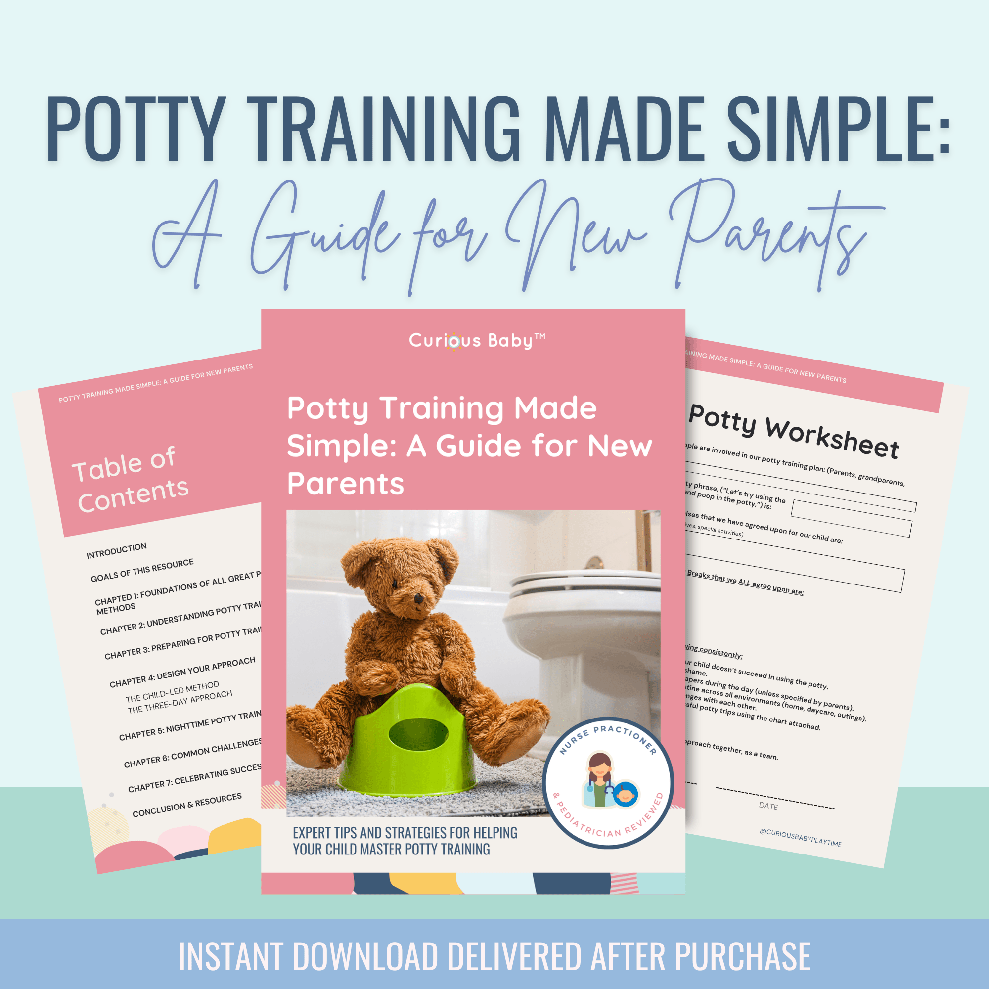 Parenting Guide eBook: Potty Training Made Simple - A Guide for New Parents (30 - Page Digital Download) - Curious Baby Cards - DIGI - POTTY - GUIDE