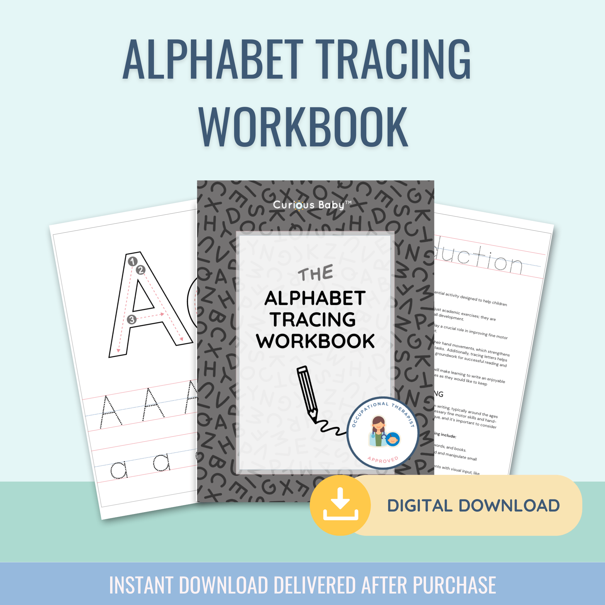 Parenting Guide eBook: The Alphabet Tracing Workbook: A - Z Letter Practice for Kids - Curious Baby Cards - DIGI - TRACING
