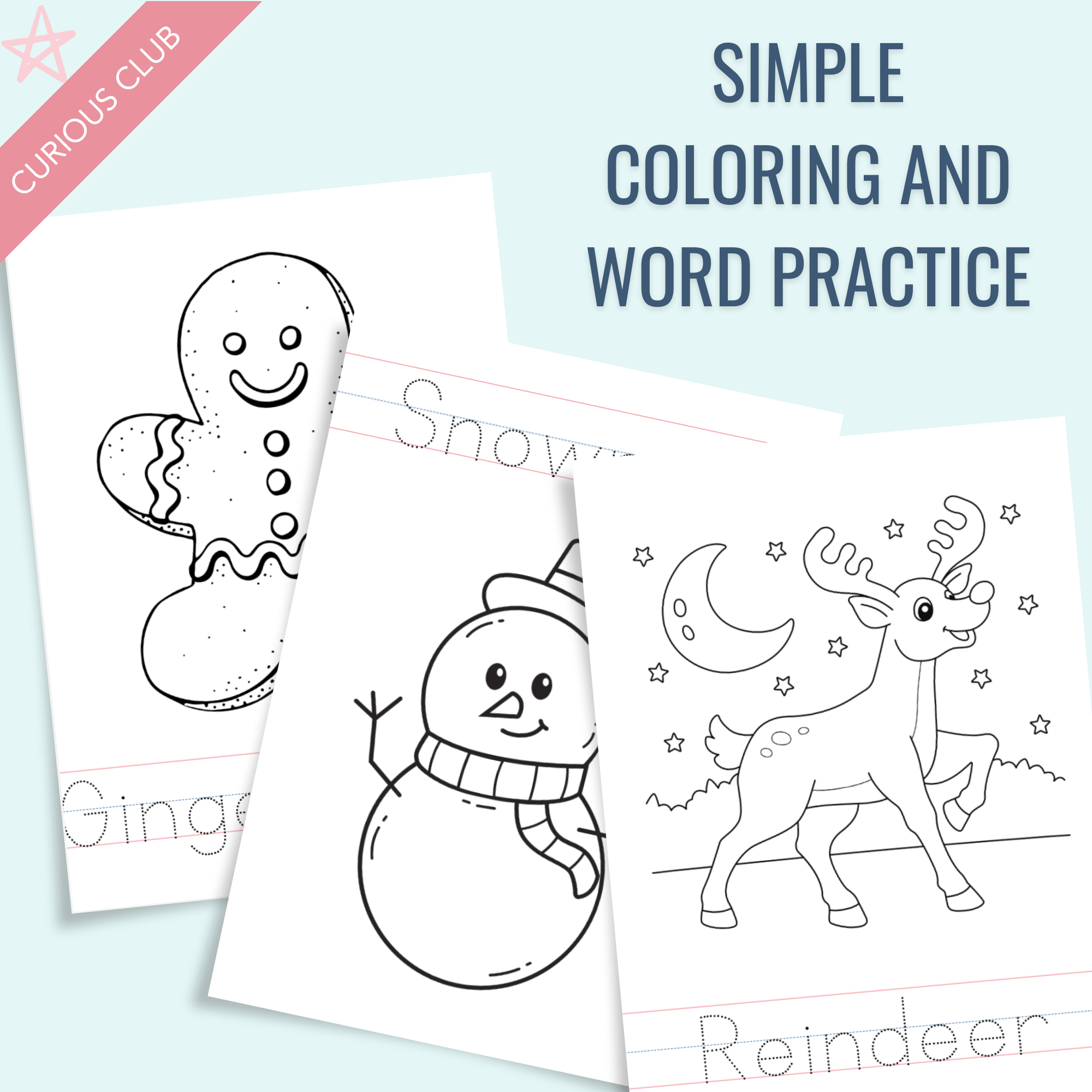 Christmas Theme: Writing Practice + Coloring Book - Curious Baby Cards - Digital - Christmas