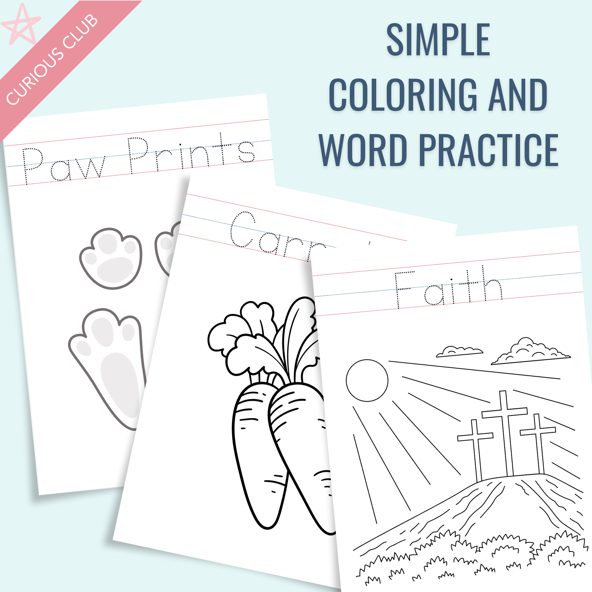 Printable: Easter Writing + Coloring Book - Curious Baby Cards - DIGI - EAS - BUN