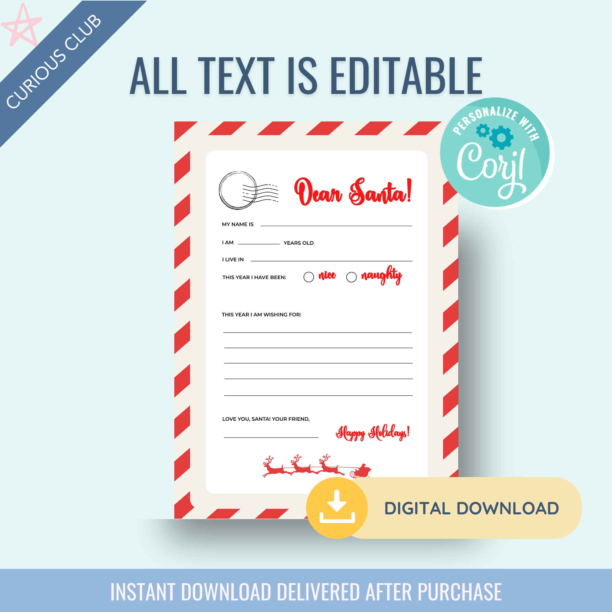 Customizable Letter to Santa - Curious Baby Cards -