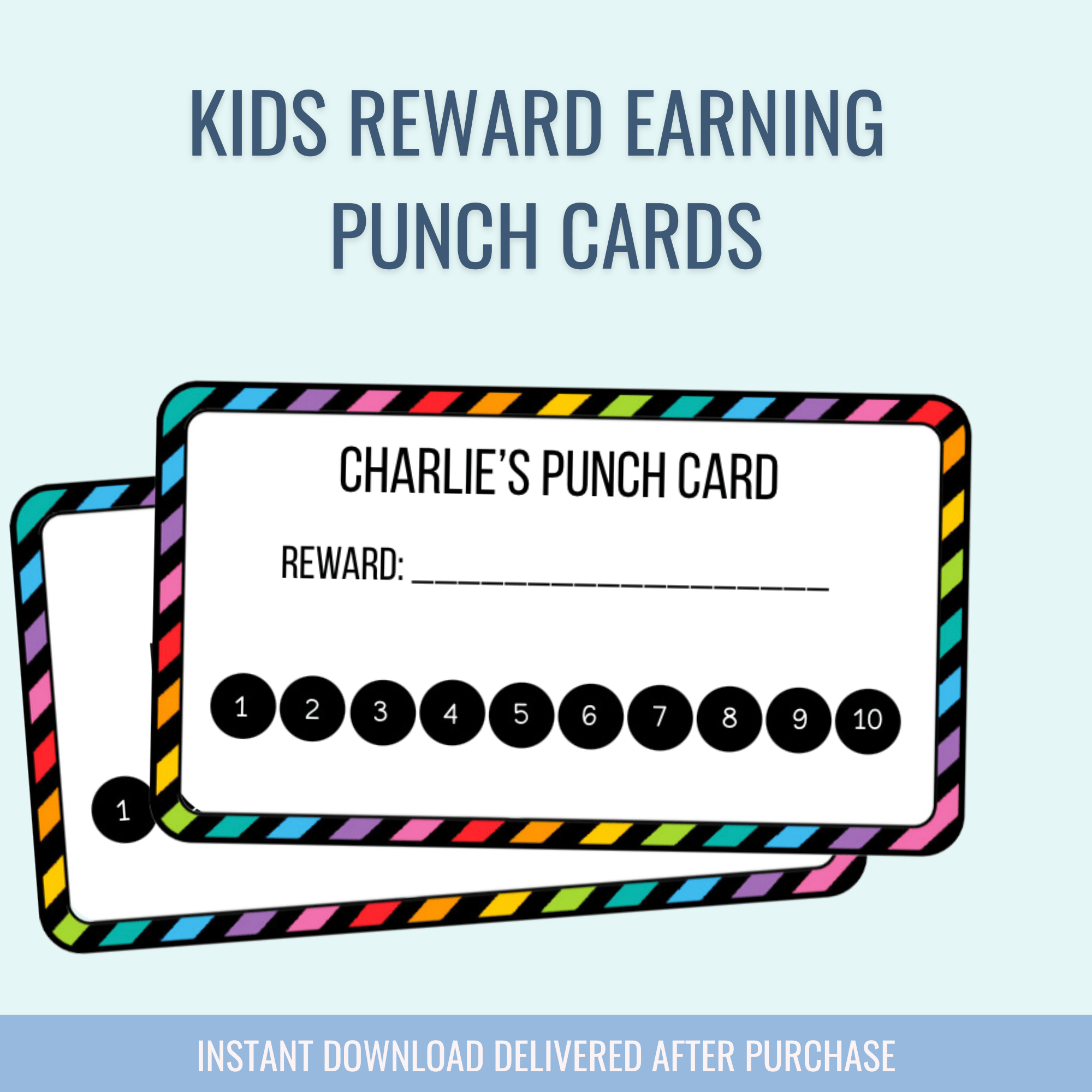 Printable: Kids Reward Earning Punch Card - Curious Baby Cards - DIGI - PUNCH