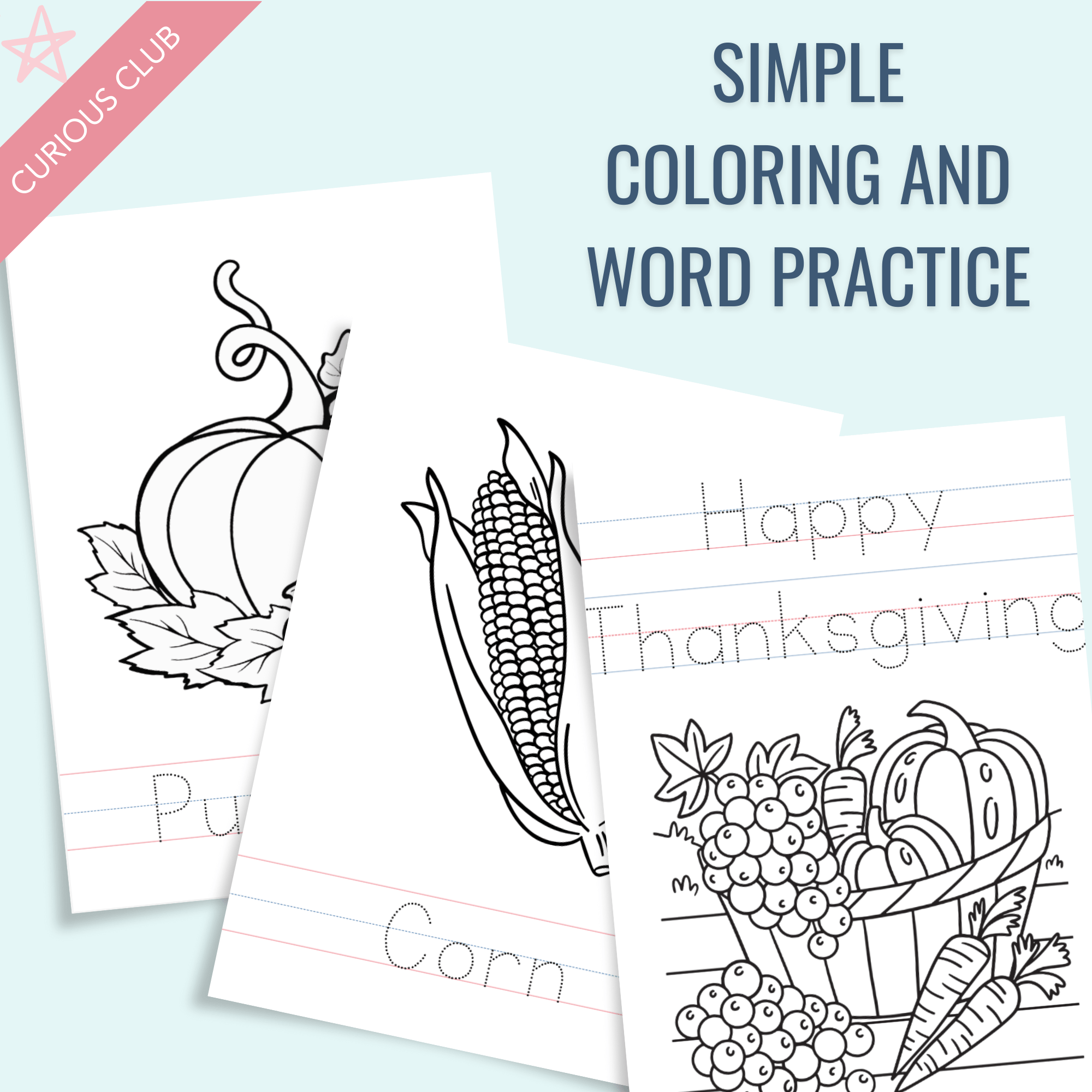 Thanksgiving Theme: Writing Practice + Coloring Book - Curious Baby Cards - Digital - Hanukkah