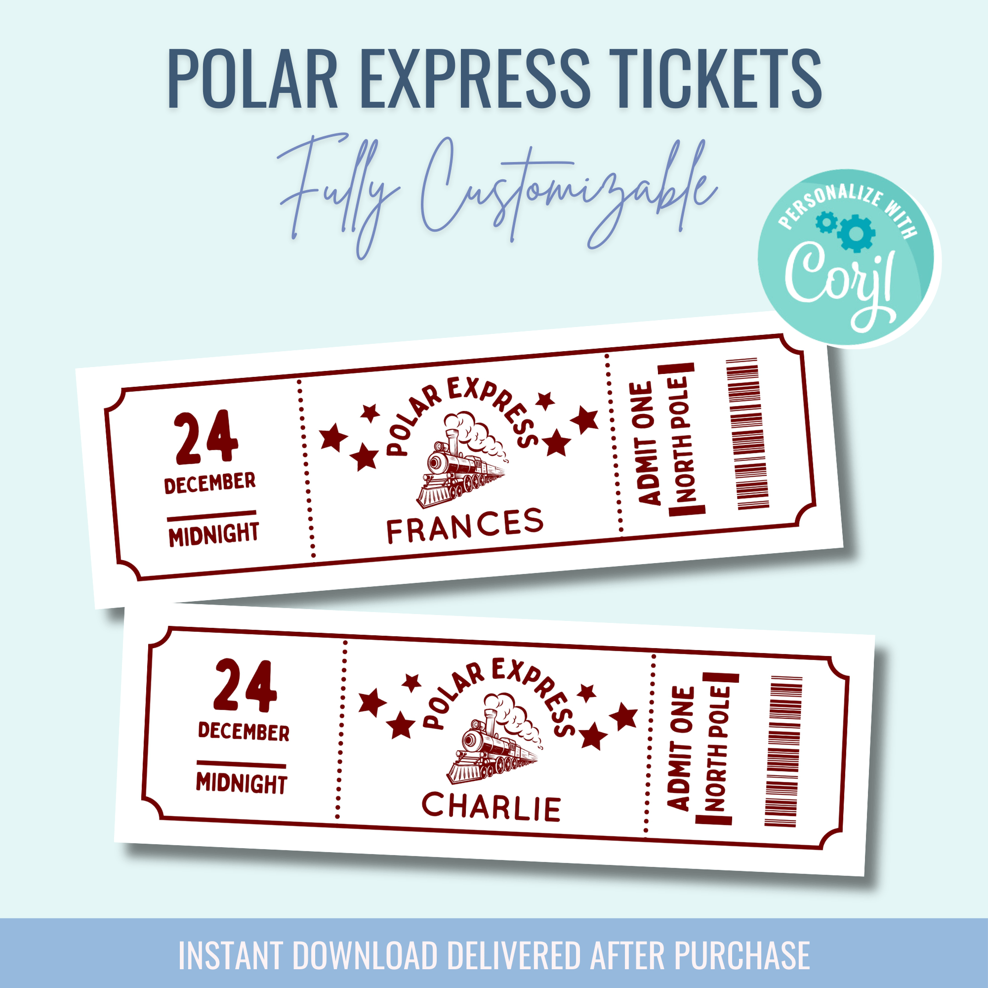 Printable: Polar Express Tickets - Curious Baby Cards - DIGI - POLAR