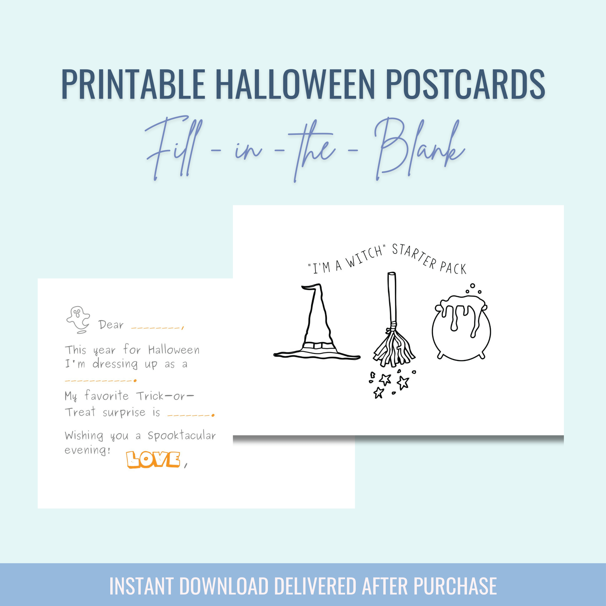 Halloween Printable Post Cards - Curious Baby Cards -