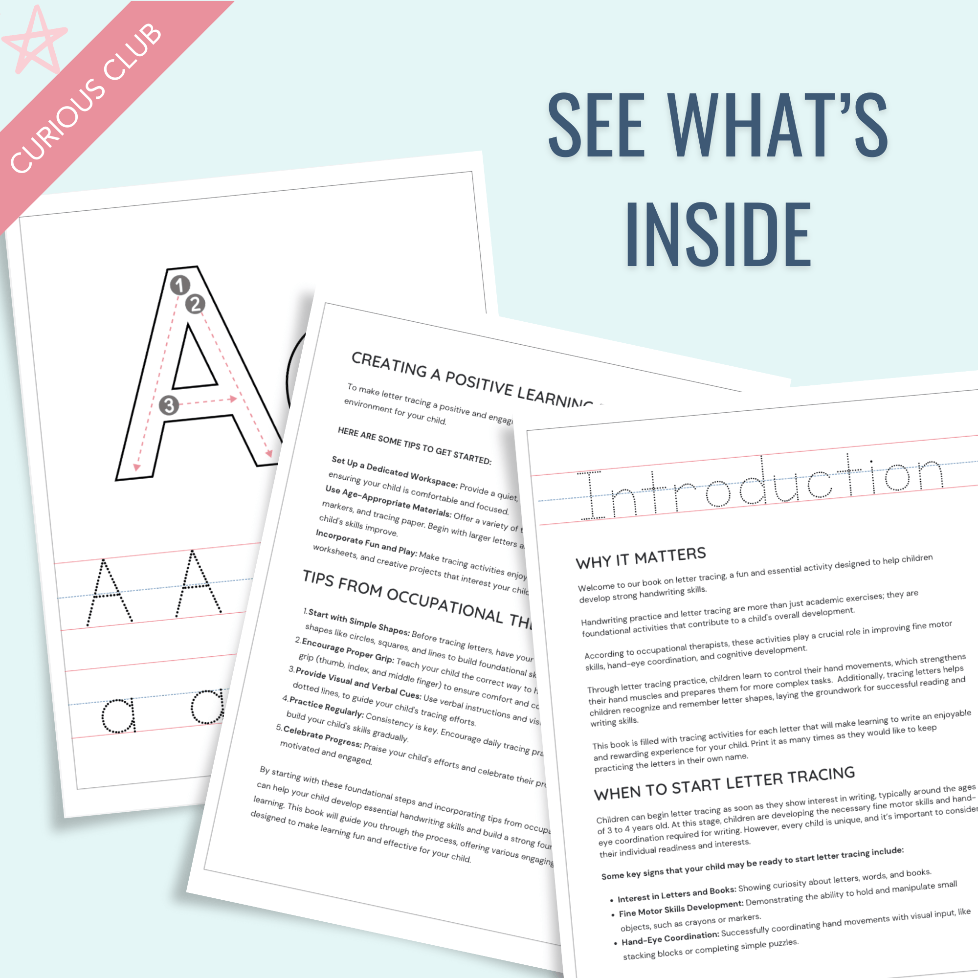 Parenting Guide eBook: The Alphabet Tracing Workbook: A - Z Letter Practice for Kids - Curious Baby Cards - DIGI - TRACING