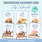 Printable: Valentine's Construction Truck (Set of 6 Designs) - Curious Baby Cards - DIGI - VAL - TRUCK