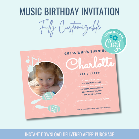 Printable: Music Themed Birthday Invitation