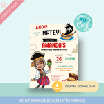 Printable: Pirate Birthday Invitations - Curious Baby Cards - DIGI - BIR - PIR