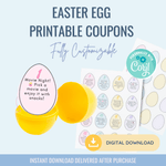 Printable: Easter Egg Coupons (Fully Customizable) - Curious Baby Cards - DIGI - EAS - COUP