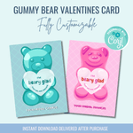 Printable: Gummy Bear Candy Valentine - Curious Baby Cards - DIGI - VAL - BURST