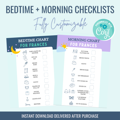 Printable: Bedtime & Morning Toddler Checklists