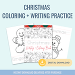Christmas Theme: Writing Practice + Coloring Book - Curious Baby Cards - Digital - Christmas