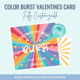 Printable: Burst Candy Valentine - Curious Baby Cards - DIGI - VAL - BURST