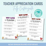 Printable: Teacher Appreciation Cards - Curious Baby Cards - DIGI - TEACH