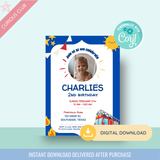 Printable: Firetruck Birthday Invitations - Curious Baby Cards - DIGI - BIR - FIRE