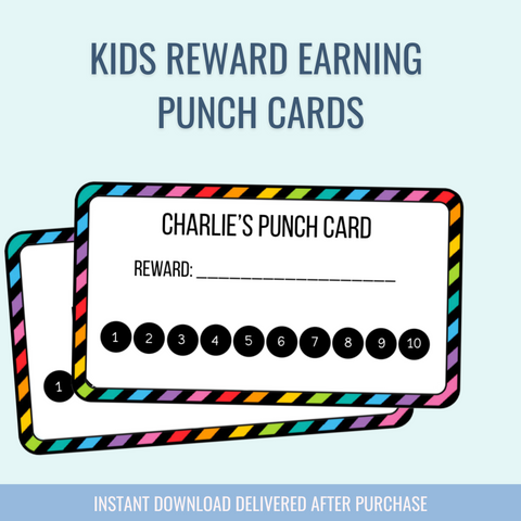 Printable: Kids Reward Earning Punch Card