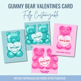 Printable: Gummy Bear Candy Valentine - Curious Baby Cards - DIGI - VAL - BURST