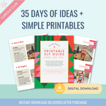 Printable Elf Kit (35 Days of Ideas) - The Busy Parent's Printable Guide to Elf Magic - Curious Baby Cards - 