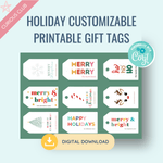 Holiday Printable Gift Tags (Fully Customizable) - Curious Baby Cards - DIGI - GIFT TAGS