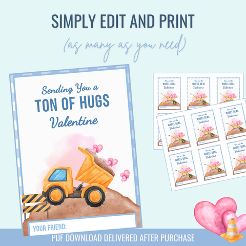 Printable: Valentine's Construction Truck (Set of 6 Designs)