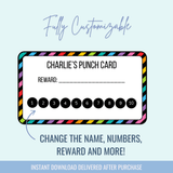 Printable: Kids Reward Earning Punch Card - Curious Baby Cards - DIGI - PUNCH