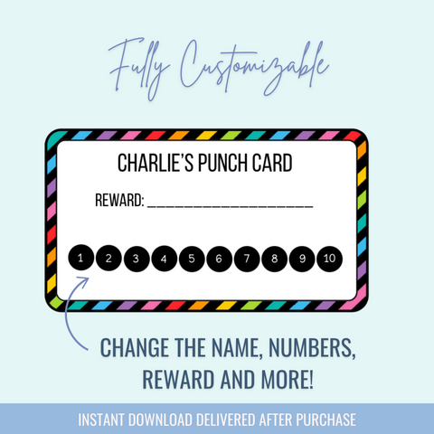 Printable: Kids Reward Earning Punch Card