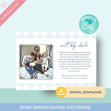 Printable: Birth Announcement Cards (Pink, Grey, and Blue) - Curious Baby Cards - DIGI - BIRTH