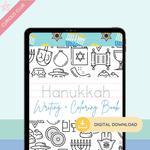 Hanukkah Theme: Writing Practice + Coloring Book - Curious Baby Cards - Digital - Hanukkah