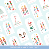 Holiday Printable Gift Tags (Fully Customizable) - Curious Baby Cards - DIGI - GIFT TAGS