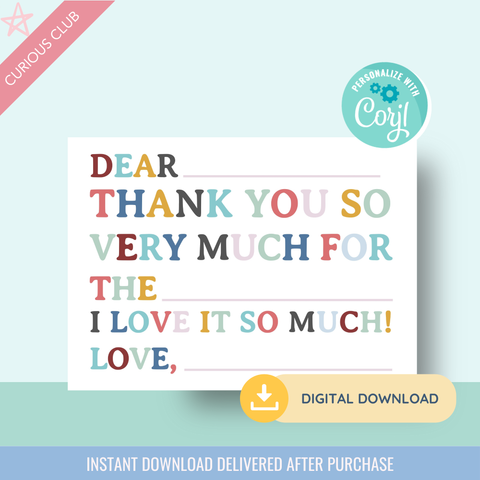 Printable: Thank You Note Balloon Letters