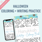 Hanukkah Theme: Writing Practice + Coloring Book - Curious Baby Cards - Digital - Hanukkah