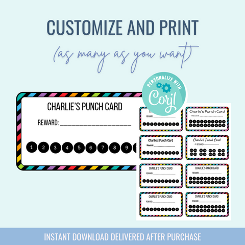 Printable: Kids Reward Earning Punch Card