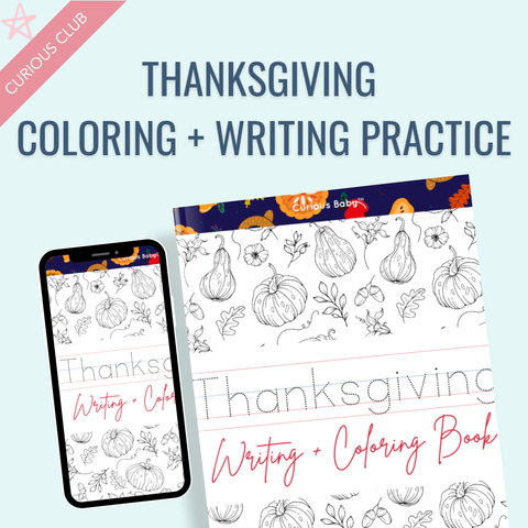 Thanksgiving Theme: Writing Practice + Coloring Book