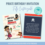 Printable: Pirate Birthday Invitations - Curious Baby Cards - DIGI - BIR - PIR
