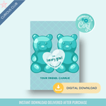 Printable: Gummy Bear Candy Valentine - Curious Baby Cards - DIGI - VAL - BURST