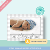 Printable: Birth Announcement Cards (Pink, Grey, and Blue) - Curious Baby Cards - DIGI - BIRTH
