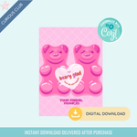 Printable: Gummy Bear Candy Valentine - Curious Baby Cards - DIGI - VAL - BURST