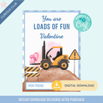 Printable: Valentine's Construction Truck (Set of 6 Designs) - Curious Baby Cards - DIGI - VAL - TRUCK