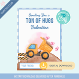 Printable: Valentine's Construction Truck (Set of 6 Designs) - Curious Baby Cards - DIGI - VAL - TRUCK