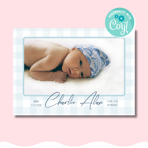 Printable: Birth Announcement Cards (Pink, Grey, and Blue)