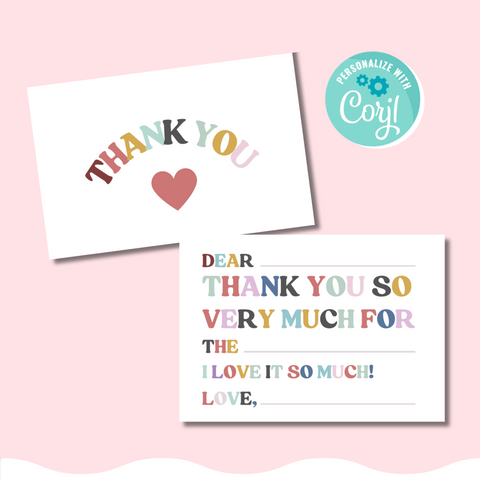 Printable: Thank You Note Balloon Letters